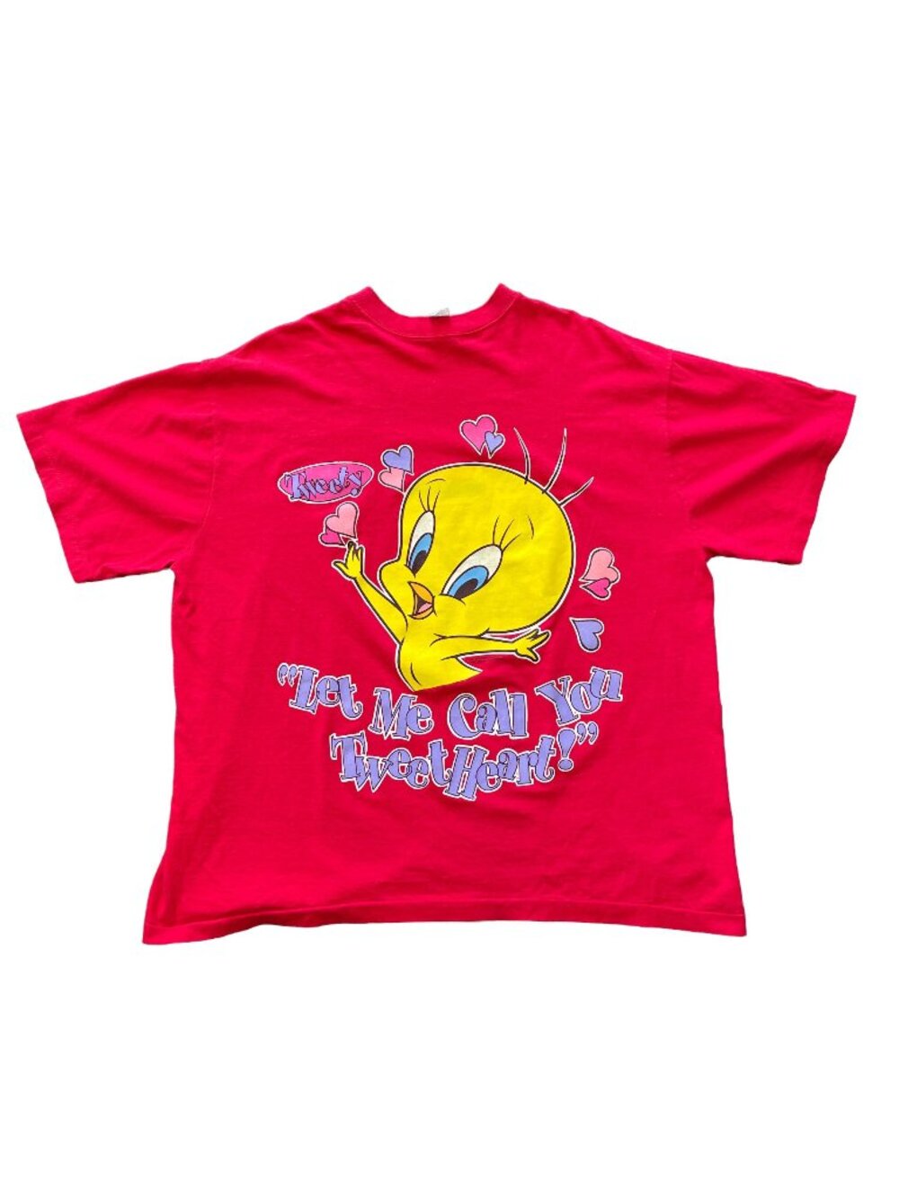 Vintage Looney Tunes Tweety Bird Let Me Call You Tweetheart Red T-Shirt Size XL